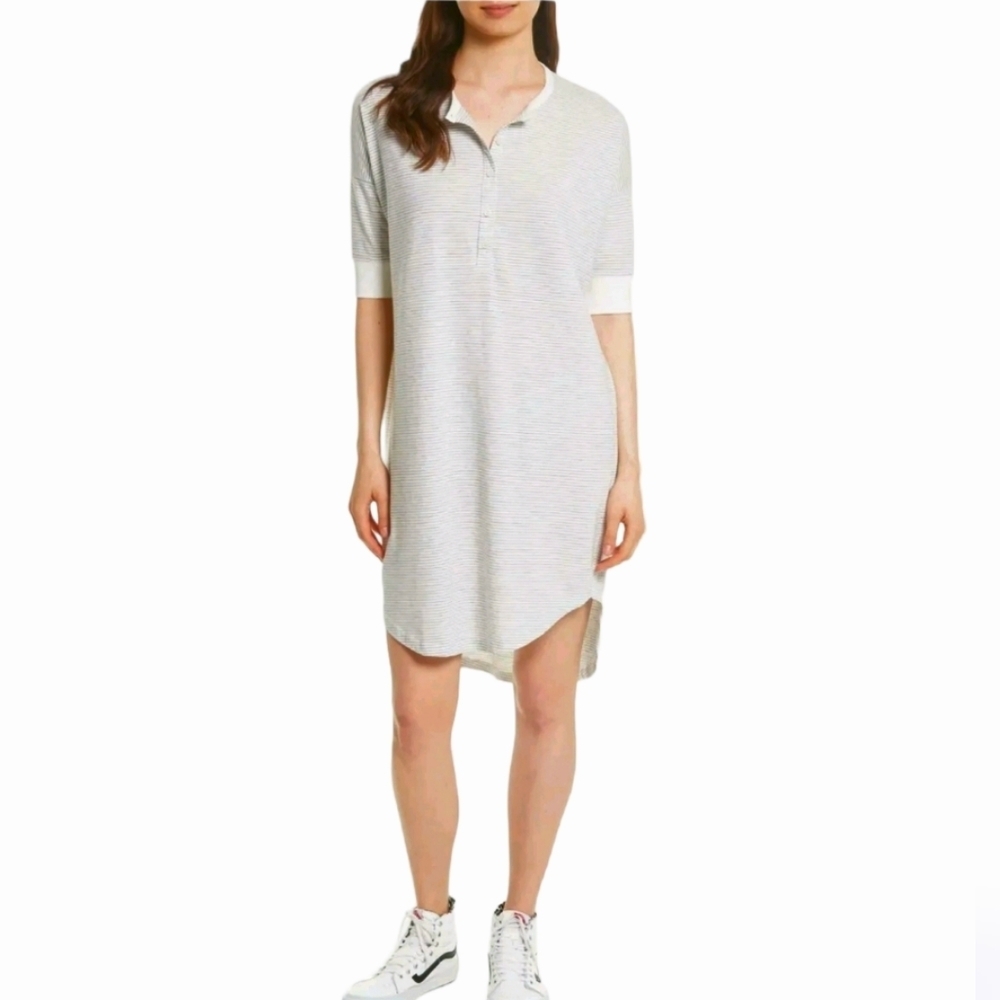 The Great. Gray White Stripe Rugby Tunic Dress Women's Size XS Preppy